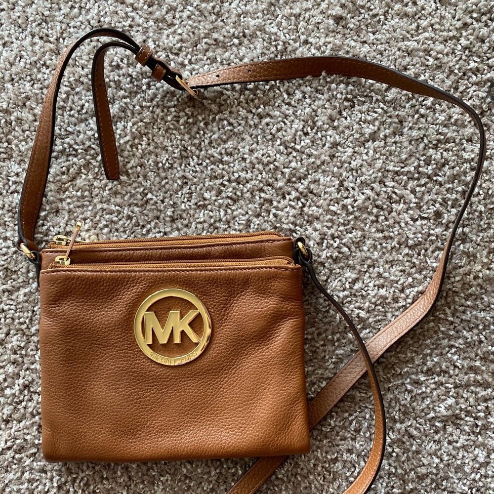 Michael Kors brown leather satchel purse crossbody